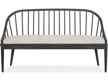 Brownstone Wallace 66" Crypton Beach Mink Black Fabric Upholstered Accent Bench BRNWA012