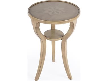 Butler Dalton Round Wood Antique Beige End Table BT1328424