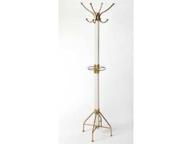 Butler Logan Square Whie And Gold Coat Rack with Umbrella Holder BT2059126