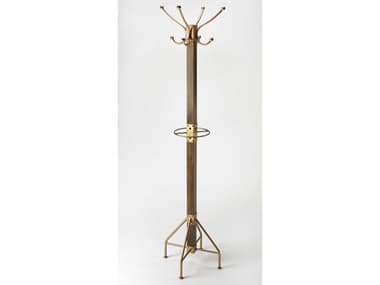 Butler Logan Square Antique Gold Coat Rack with Umbrella Holder BT2059226