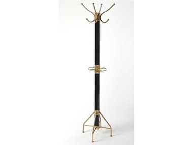 Butler Logan Square Rubbed Black Coat Rack with Umbrella Holder BT2059234