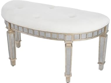 Butler Garbo Mirror Silver Upholstered Accent Bench BT3636146
