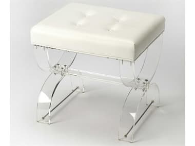 Butler Morena Clear Acrylic White Faux Leather Vanity Stool BT3739335