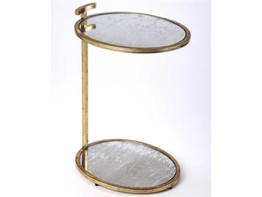 Butler Ciro Oval Mirror Antique Gold Leaf End Table BT3973384
