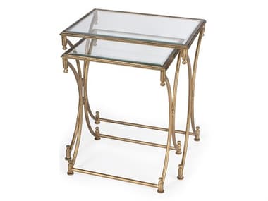 Butler Beverly Rectangular Glass Antique Gold End Table BT4012226