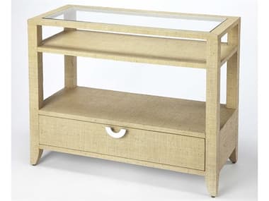 Butler Amelle Rectangular Glass Cream Raffia Console Table BT4358349