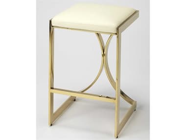Butler Natalya Polished Gold White Faux Leather Counter Stool BT4463402