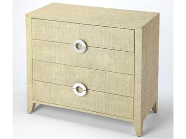 Butler Amelle Cream Raffia Beige Mahogany Wood Accent Chest BT4483349
