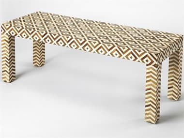 Butler Crispin Wood & Bone Inlay Brown Accent Bench BT4498338