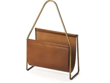 Butler Rupert Brown Leather Magazine Basket BT5229344
