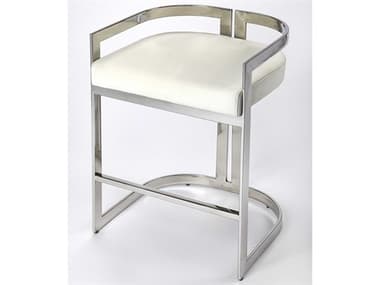Butler Clarence Nickel Plated White Faux Leather Counter Stool BT5377220