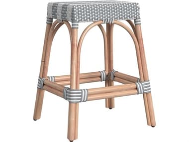 Butler Robias Gray white Stripe Natural Rattan Frame Counter Stool BT5513144
