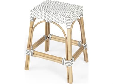 Butler Robias Gray white Dot Natural Rattan Frame Counter Stool BT5513266