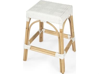 Butler Robias Glossy White Natural Rattan Frame Counter Stool BT5513304