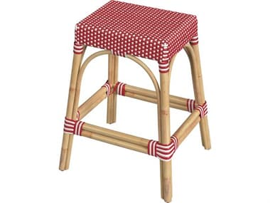 Butler Robias Red white Dot Natural Rattan Frame Counter Stool BT5513430