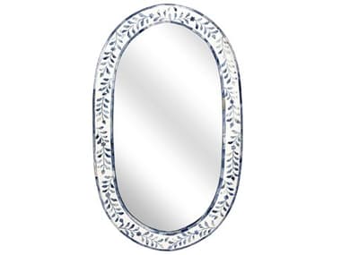 Butler Trubadur Blue And White Bone Oval Wall Mirror BT5528417