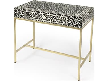 Butler Perilla Black Bone Inlay Gold Mango Wood Writing Desk BT5529318