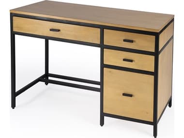 Butler Hans Natural Rustic Black Mango Wood Writing Desk BT5552419