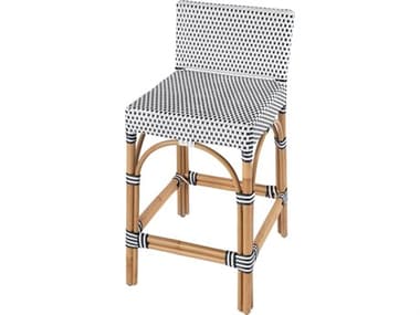 Butler Serienna White navy Dot Natural Rattan Frame Counter Stool BT5585291