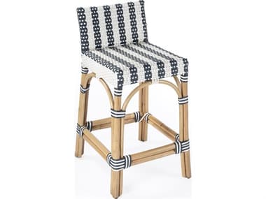 Butler Serienna White navy Stripe Natural Rattan Frame Counter Stool BT5585372