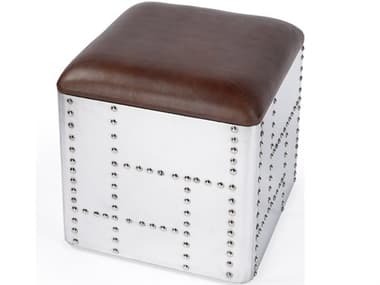 Butler Midway Metalworks Brown Leather Ottoman BT5597330
