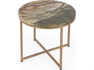 Butler Giovanniya Round Marble Antique Gold End Table BT5602226