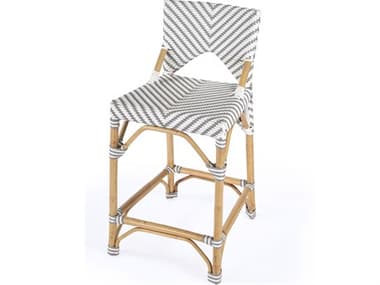 Butler Creanly Gray & White Stripe Rattan Counter Stool BT5603423