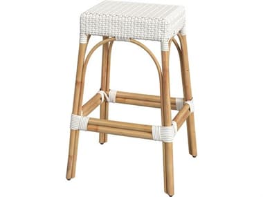 Butler Robias Glossy White Natural Rattan Frame Bar Stool BT5604304