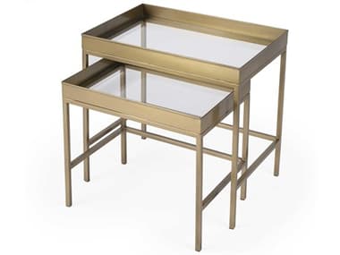 Butler Lenny Rectangular Glass Antique Gold End Table BT5636226