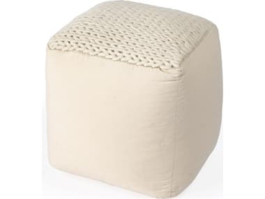 Butler Fernandos Beige Diamond Cream Upholstered Pouf BT5705984