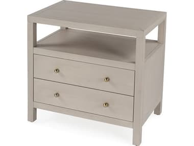 Butler Nora 2-Drawers Beige Acacia Wood Nightstand BT5732450
