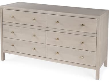 Butler Nora 6-Drawers Beige Acacia Wood Double Dresser BT5733450