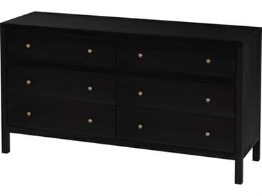 Butler Nora 6-Drawers Black Acacia Wood Double Dresser BT5733451