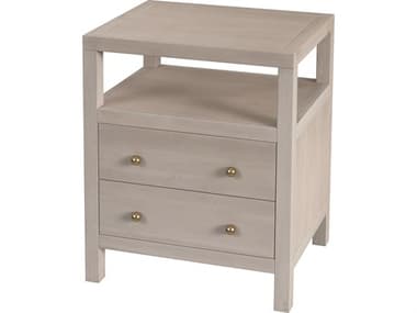 Butler Nora 2-Drawers Beige Acacia Wood Nightstand BT5734450