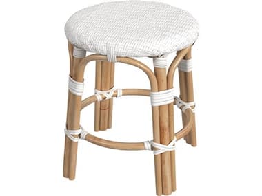 Butler Tobias Glossy White Natural Rattan Frame Table Stool BT5745304