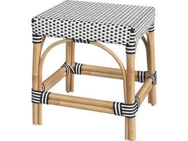 Butler Robias White black Dot Natural Rattan Frame Table Stool BT5746295