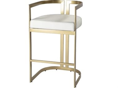 Butler Clarence Polished Gold White Faux Leather Bar Stool BT5782402