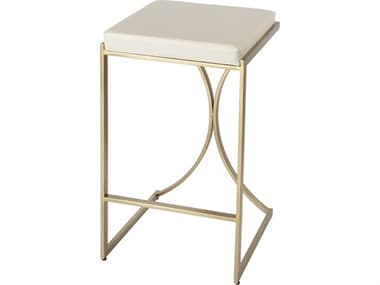 Butler Natalya Polished Gold White Faux Leather Bar Stool BT5784402