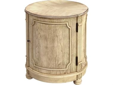 Butler Thurmond Round Wood Antique Beige End Table BT584424