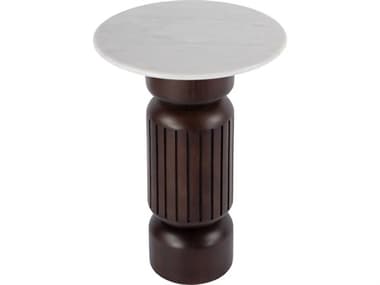 Butler Nala Round White light Beige Marble End Table BT5858455