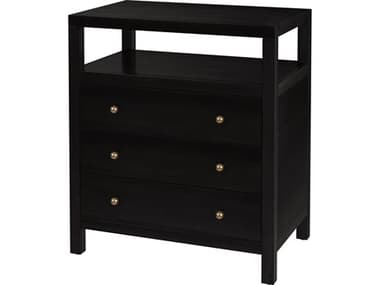 Butler Nora 3-Drawers Black Acacia Wood Nightstand BT5941451