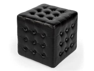 Butler Leon Black Leather Ottoman BT6165034