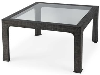 Butler Chatham Square Glass Charcoal Raffia Coffee Table BT9153420