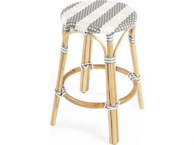 Butler Tobias Gray white Stripe Natural Rattan Frame Counter Stool BT9371144