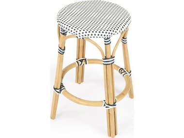 Butler Tobias White navy Dot Natural Rattan Frame Counter Stool BT9371222