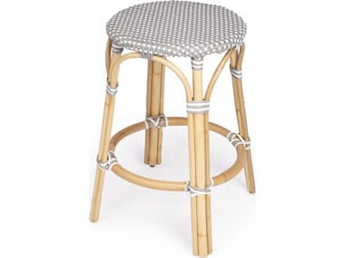 Butler Tobias Gray white Dot Natural Rattan Frame Counter Stool BT9371266
