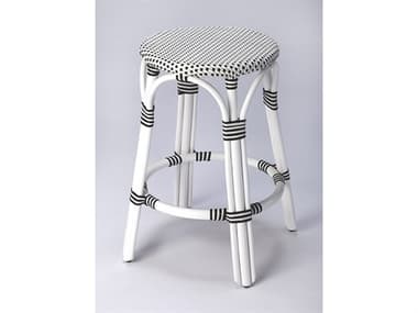 Butler Tobias White black Dot Rattan Frame Counter Stool BT9371288