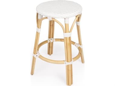 Butler Tobias Glossy White Natural Rattan Frame Counter Stool BT9371304