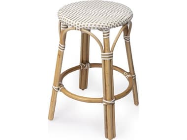 Butler Tobias White tan Dot Natural Rattan Frame Counter Stool BT9371415