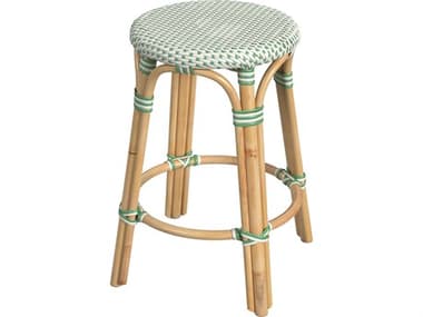 Butler Tobias White green Dot Natural Rattan Frame Counter Stool BT9371426